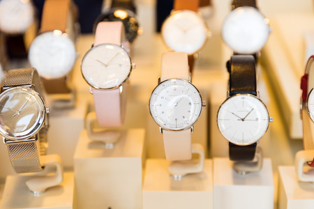 VIENNA, AUSTRIA - AUGUST 10, 2015: Luxury Watches For Sale In Shop Window Display.