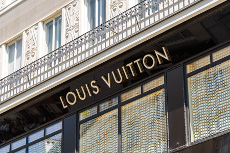 VIENNA, AUSTRIA - AUGUST 15, 2015: Louis Vuitton Malletier is a French fashion house founded in 1854 and is one of the world's leading international fashion houses.のeditorial素材