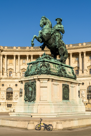 VIENNA, AUSTRIA - AUGUST 20, 2015: Statue Of Prince Eugene of Savoy In Vienna, a general of the Imperial Army and one of the most successful military commanders in modern European history.のeditorial素材