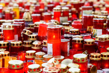BUCHAREST, ROMANIA - NOVEMBER 04, 2015: Candles Lit In Memory Of The 32 Dead People And 150 Wounded In The Fire At Club Colectiv, One Of The Biggest Disasters In Bucharest.のeditorial素材