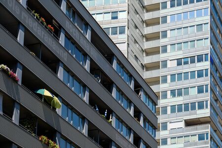 VIENNA, AUSTRIA - AUGUST 25, 2015: Residential Buildings In Donau City, The New Part Of Vienna's 22nd District Donaustadt.のeditorial素材