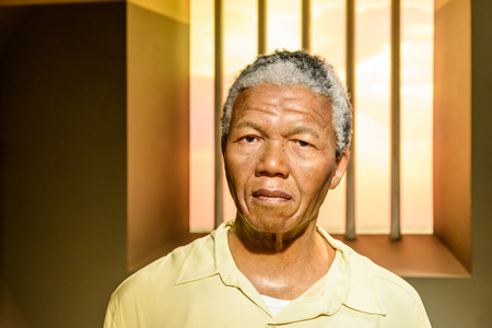 VIENNA, AUSTRIA - AUGUST 08, 2015: Nelson Mandela Figurine At Madame Tussauds Wax Museum.のeditorial素材