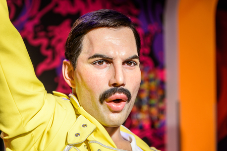 VIENNA, AUSTRIA - AUGUST 08, 2015: Freddie Mercury Figurine At Madame Tussauds Wax Museum.のeditorial素材
