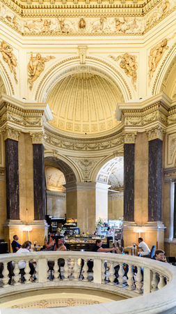 VIENNA, AUSTRIA - AUGUST 10, 2015: People Relaxing At Restaurant Cafe Inside The Museum of Natural History Naturhistorisches Museum In Vienna.のeditorial素材
