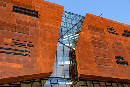 VIENNA, AUSTRIA - AUGUST 09, 2015: Teaching Center of Vienna University of Economics and Business Wirtschaftsuniversitat Wien the largest University of business in Europe.のeditorial素材