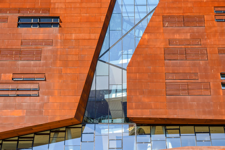 VIENNA, AUSTRIA - AUGUST 09, 2015: Teaching Center of Vienna University of Economics and Business Wirtschaftsuniversitat Wien the largest University of business in Europe.のeditorial素材