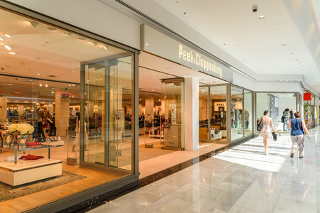 VIENNA, AUSTRIA - AUGUST 10, 2015: People Shop In Vienna Shopping City Luxury Mall.