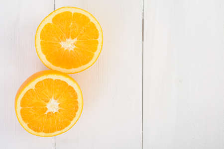 Fresh Oranges On Wood Tableの写真素材