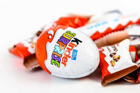 BUCHAREST, ROMANIA - DECEMBER 02, 2015: Kinder Chocolate is a confectionery product brand line of...