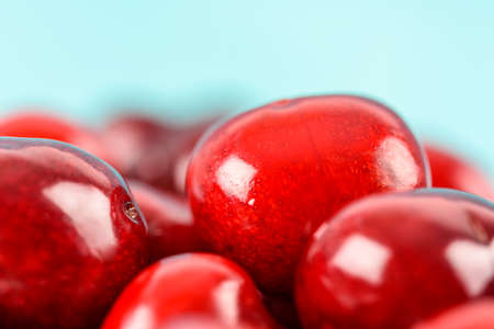 Fresh Red Cherry Fruits Closeupの写真素材