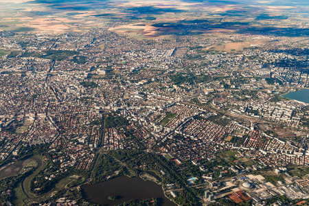 Aerial View Of Bucharest City In Romaniaの写真素材