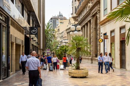 VALENCIA, SPAIN - JULY 19, 2016: People Walking Downtown Valencia City In Spain.のeditorial素材