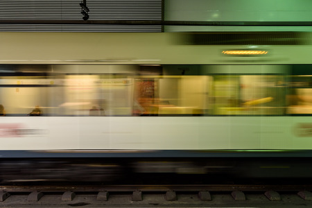 VALENCIA, SPAIN - JULY 21, 2016: People Travel By Subway Train In Downtown Valencia City.のeditorial素材