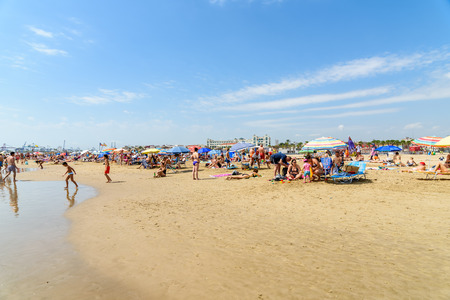 VALENCIA, SPAIN - JULY 23,  2016: People Have Fun At Balearic Sea On Valencia Beach In Summer.のeditorial素材