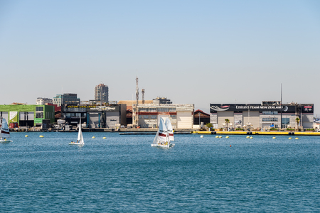 VALENCIA, SPAIN - JULY 25, 2016: People Boat Ride In Marina Real Juan Carlos Port Of Valencia City.のeditorial素材