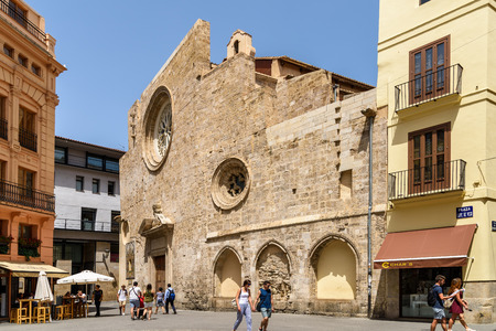 VALENCIA, SPAIN - JULY 24, 2016: Church of Santa Catalina Is a Valencian Gothic Church Of Lope De Vega Plaza In Downtown City of Valencia.のeditorial素材