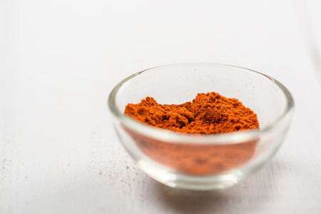 Red Paprika In Glass Bowlの写真素材