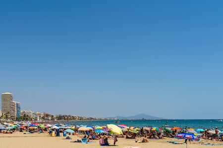PENISCOLA, SPAIN - JULY 27, 2016: People Having Fun On Summer Holiday In Peniscola Beach At Mediterranean Sea.のeditorial素材