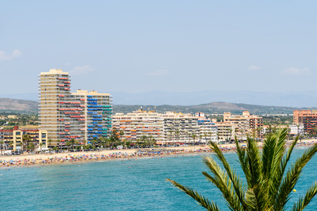 PENISCOLA, SPAIN - JULY 27, 2016: Panoramic View Of Peniscola City Holiday Beach Resort At Mediterranean Sea In Spain.のeditorial素材