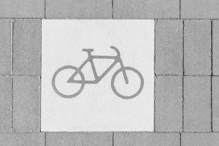 Bicycle Street Lane Sign On Roadの写真素材