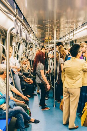 BUCHAREST, ROMANIA - MAY 06, 2015: People Travel By Subway Train In Downtown Bucharest City.のeditorial素材