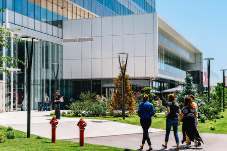 BUCHAREST, ROMANIA - MAY 18, 2017: Modern Office Building And Shopping Mall In North District Of Bucharest Cityのeditorial素材