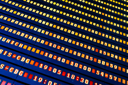 Flight Departure And Arrivals Of Planes Information Board In Airport Terminalの写真素材