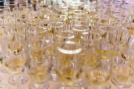 Champagne Glasses Ready To Be Served At Special Eventの写真素材