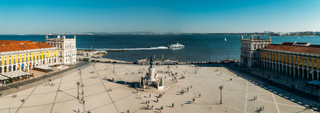 LISBON, PORTUGAL - AUGUST 11, 2017: Praca do Comercio (Commerce Square or Terreiro do Paco) is situated near the Tagus river and is a major tourist attraction in downtown Lisbon city.のeditorial素材
