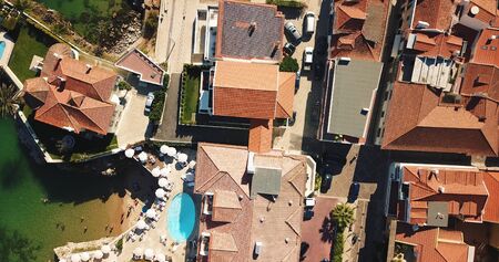 Aerial Fly Over Cascais City In Portugalの写真素材