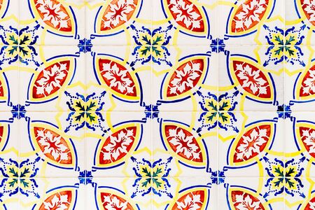 Beautiful Ceramic Wall Texture Pattern In Lisbon, Portugalの写真素材