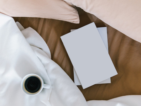 Relaxing With Coffee Cup And Good Books In Bed On Weekend