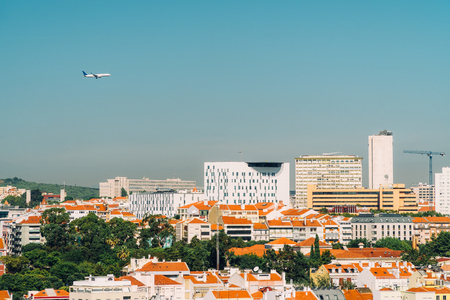 Panoramic View Of Downtown Lisbon Skyline Of The Old Historical City In Portugalの写真素材