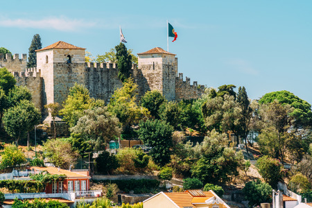 Panoramic View Of Sao Jorge Castle In Portugalのeditorial素材