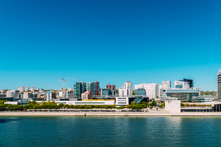 LISBON, PORTUGAL - AUGUST 15, 2017: Parque das Nacoes (Park of Nations) in Lisbon is a Modern Cultural Center And A Place For A Shopping Mall, The Pavillion Building, Aquarium and Hotelsのeditorial素材