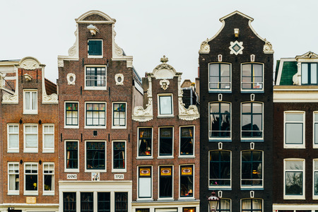 Dutch Houses Facade In Downtown Amsterdam Cityのeditorial素材