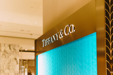 AMSTERDAM, NETHERLANDS - NOVEMBER 14, 2017: Tiffany Jewelry Store In Luxurious Shopping Mall Selling...