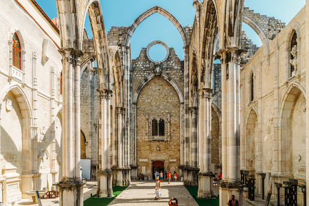LISBON, PORTUGAL - AUGUST 21, 2017: Convent Of Our Lady Of Mount Carmel (Convento da Ordem do Carmo) Is A Gothic Roman Catholic Church Built In 1393 In Lisboa Cityのeditorial素材
