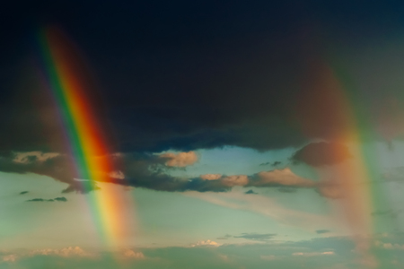 Double Rainbow After Heavy Rain Stormの写真素材