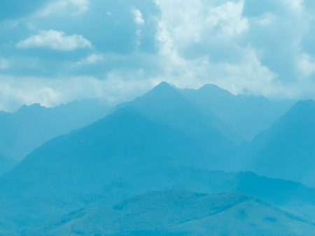 Blue Mountain Crests With Mist Landscapeの写真素材