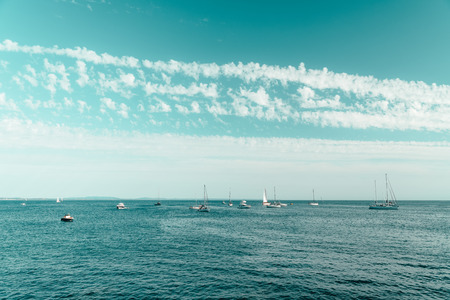 Aerial View Of Luxury Yachts And Boats At Atlantic Oceanの写真素材