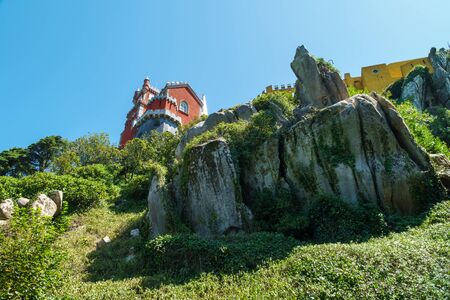 SINTRA, PORTUGAL - AUGUST 22, 2017: Pena Palace Romanticist Castle Was Built in 1854 on Portuguese Rivieraのeditorial素材