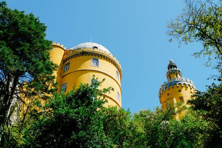 SINTRA, PORTUGAL - AUGUST 22, 2017: Pena Palace Romanticist Castle Was Built in 1854 on Portuguese...