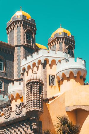 SINTRA, PORTUGAL - AUGUST 22, 2017: Pena Palace Romanticist Castle Was Built in 1854 on Portuguese Rivieraのeditorial素材