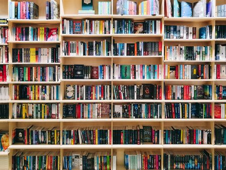 IASI, ROMANIA - MAY 05, 2019: Wide Variety Of Books For Sale In Library Book Storeのeditorial素材