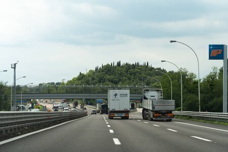 ROME, ITALY - MAY 30, 2019: Traveling By Car On Busy Highway Roads In Italyのeditorial素材