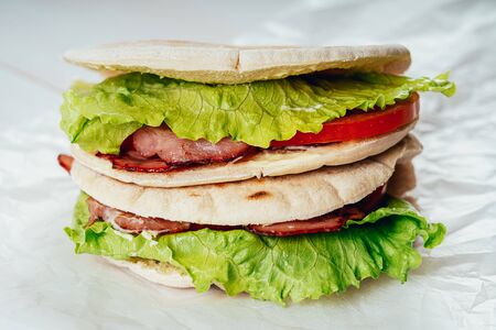 Bacon, Lettuce And Tomatoes Pittaの写真素材
