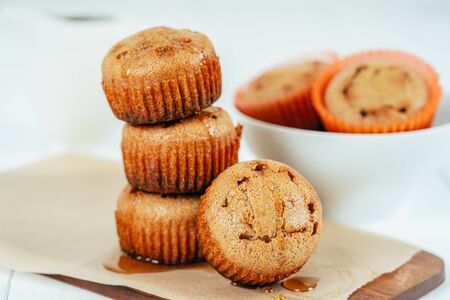 Vanilla Cupcakes With Fruit Pureeの写真素材