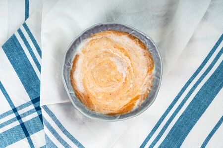 Yogurt With Oats And Peachesの写真素材