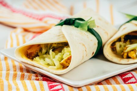 Chicken Wraps With Mango Chutney And Cucumberの写真素材